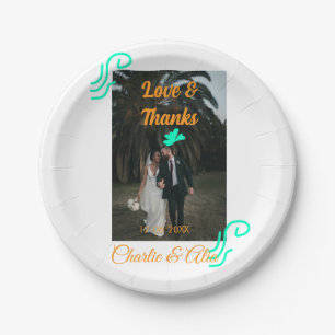 Prato De Papel Casamento de amor & agradecimento foto moderno adi