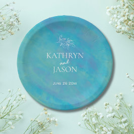 Prato De Papel Casamento de Aqua Blue Ocean