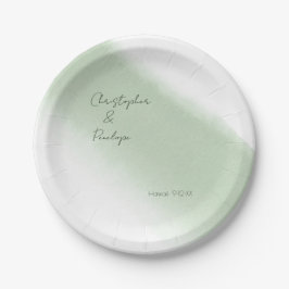 Prato De Papel Casamento de Aquarela de Caligrafia Minimalista