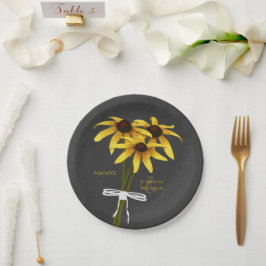 Prato De Papel casamento de Black Eyed Susan com flores silvestre