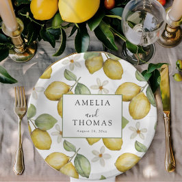 Prato De Papel Casamento de Boho Amarelo Limões