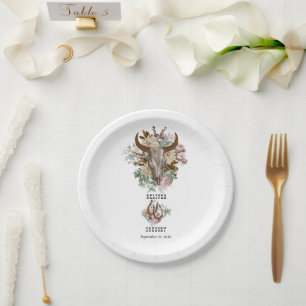 Prato De Papel Casamento de caveira de vovó de boho