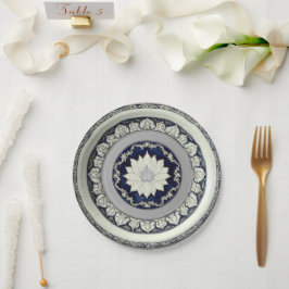 Prato De Papel Casamento de Cerâmica Floral de Flor Silvestre Azu