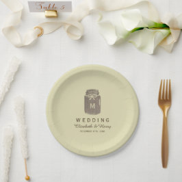 Prato De Papel Casamento de Country Burlap Mason Jar