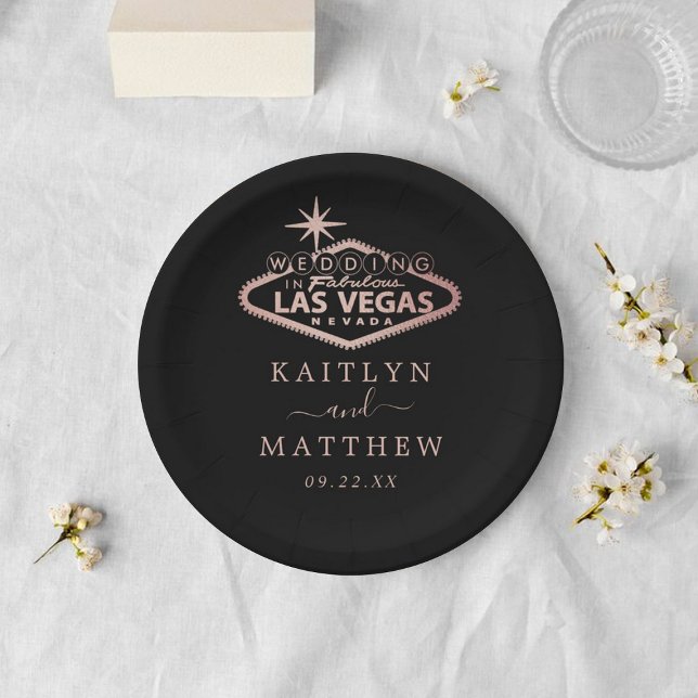 Prato De Papel Casamento de Destino de Las Vegas (Criador carregado)