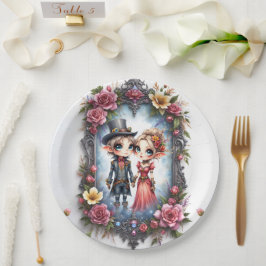 Prato De Papel Casamento de Elfo Steampunk Caprichoso 