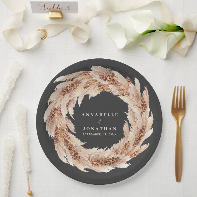 Prato De Papel Casamento de erva natural da boêmia moderna (Casamento)