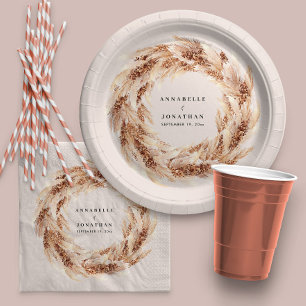 Prato De Papel Casamento de erva natural da boêmia moderna