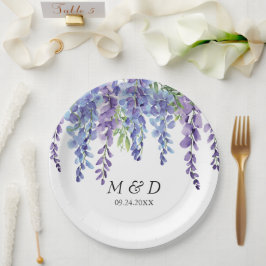 Prato De Papel Casamento de Florais Violetas Roxo Elegante