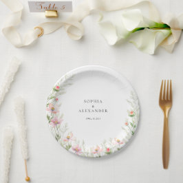 Prato De Papel Casamento de Flores Selvagens de Papel