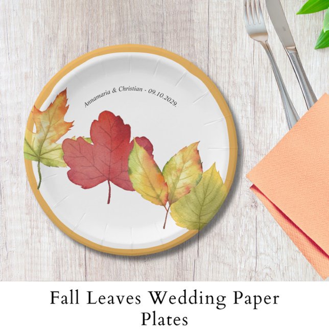 Prato De Papel Casamento de Folhas de Outono  (Criador carregado)