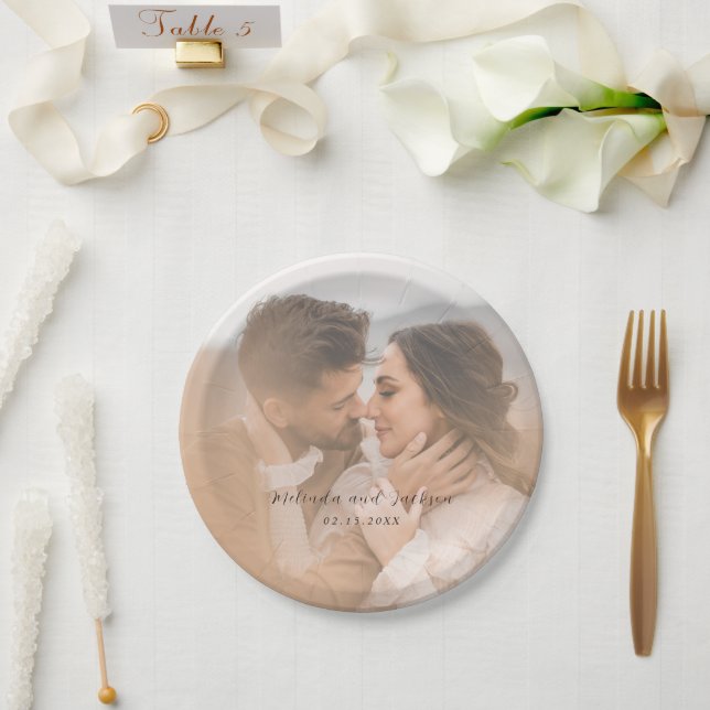 Prato De Papel Casamento de Foto Moderno (Casamento)