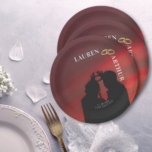 Prato De Papel Casamento de Fotos Mínimo Moderno Ultra Chic