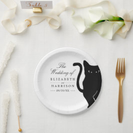 Prato De Papel Casamento de Gatos Negra Brancos Modernos