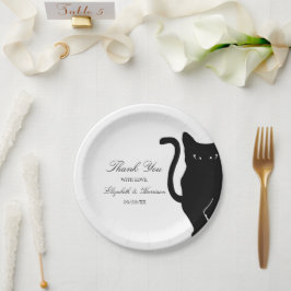 Prato De Papel Casamento de Gatos Negra Brancos Modernos