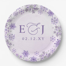 Casamento de Inverno Flocos de Neve Roxo Prata Mon