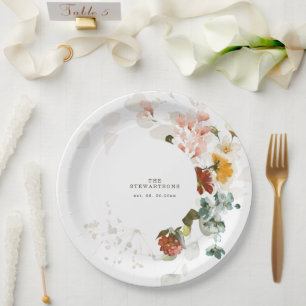 Prato De Papel Casamento de Jardim de Flores Selvagens Elegante