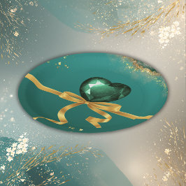 Prato De Papel Casamento de joias de ouro verde-esmeralda