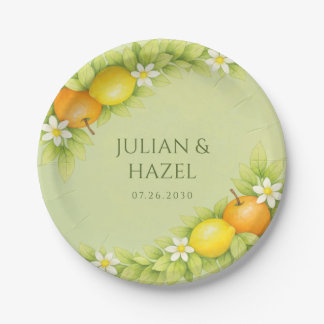 Prato De Papel Casamento de Laranja e Limão do Jardim de Citros