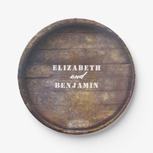 Prato De Papel Casamento de madeira de carvalho Barrel Baixo Rúst