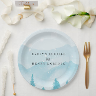 Prato De Papel Casamento de Montanha Snowy Forest Winter