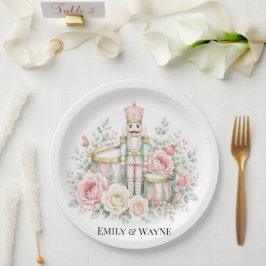 Prato De Papel Casamento de Natal com Quebra-Nozes Pastel