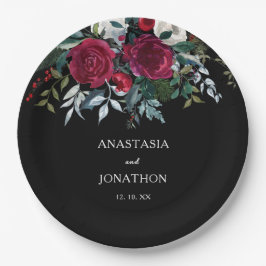 Prato De Papel Casamento de Natal Floral Elegante Winter