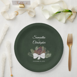 Prato De Papel Casamento de Nomes de Casais de Aguarela Rústica d