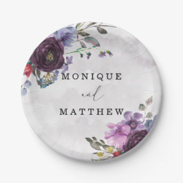 Prato De Papel Casamento de Penas de Casamento de Plum Lilac Wate