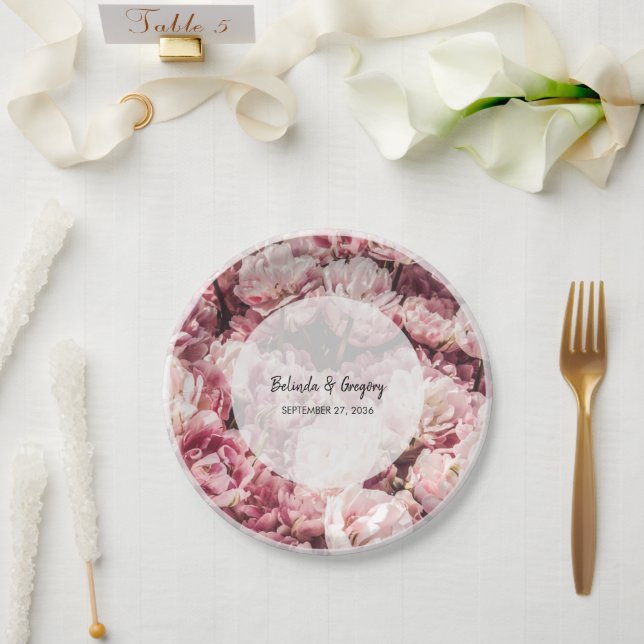 Prato De Papel Casamento de Peões Rosa Elegante (Casamento)