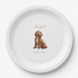 Prato De Papel Casamento de Pet Personalizado de Goldendoodle