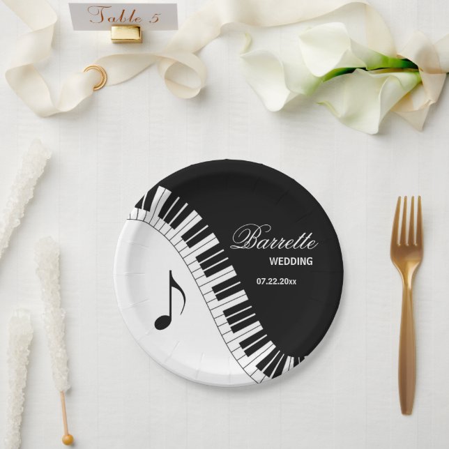 Prato De Papel Casamento de Piano Keys, Músicos Criativos (Casamento)
