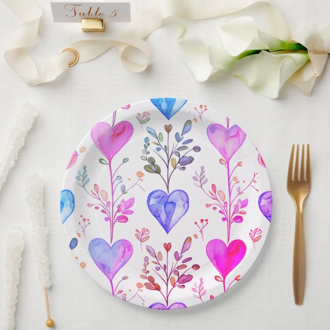 Prato De Papel Casamento de Placa de Papel/Corações de chá (Casamento)