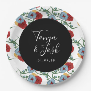 Prato De Papel Casamento de Pontos Festivos Faux Floral Mexicano