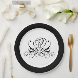 Prato De Papel Casamento de Rosa preto para caligrafia