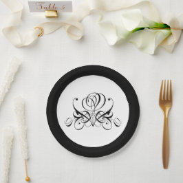 Prato De Papel Casamento de Rosa preto para caligrafia
