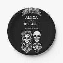 Casamento de rosas de esqueleto gótico