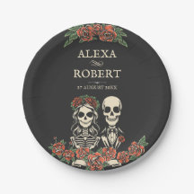 Casamento de rosas de esqueleto gótico