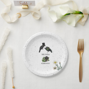 Prato De Papel Casamento de Rosas Negras do Halloween