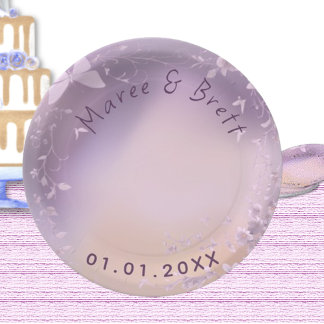 Prato De Papel Casamento de tema Flores Rosa e Borboleta