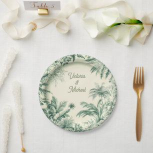Prato De Papel Casamento de Toile Tropical Hawaiian Island
