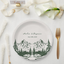 Prato De Papel Casamento de Verão na Montanha Desenhado à Mão