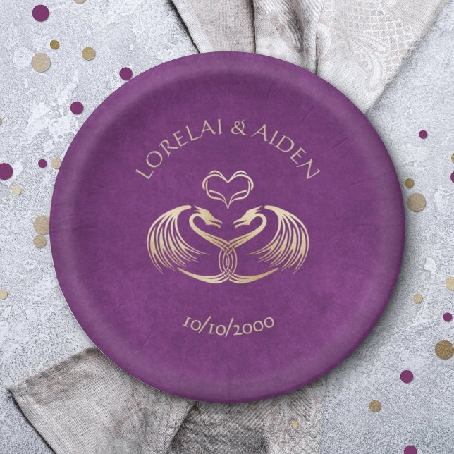 Prato De Papel Casamento do Dragão Céltico Viking (Criador carregado)