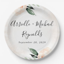 Prato De Papel Casamento do Jardim de Champanhe Floral Elegante B