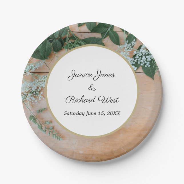 Prato De Papel Casamento Dourado de Quadro Botânico Russo (Frente)