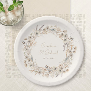 Prato De Papel Casamento Elegante com Flores Silvestres de Outono