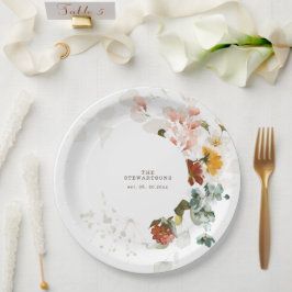 Prato De Papel Casamento Elegante com Jardim de Flores Silvestres