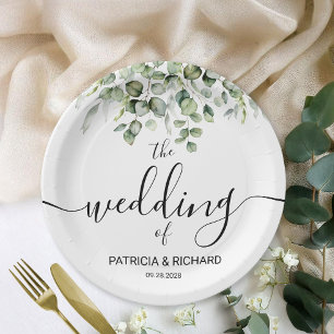Prato De Papel Casamento Elegante com Verdor