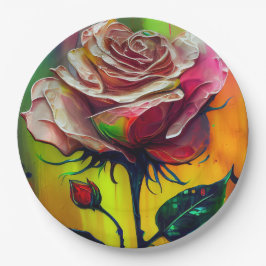 Prato De Papel Casamento Elegante de Rosa Rosa Rosa Rosa-Rosa