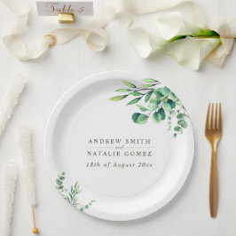 Prato De Papel Casamento Elegante Eucalyptus Greenery